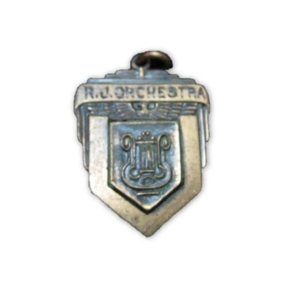 Old Vintage Copper "RJ Orchestra" Music Charm‎ Necklace Pendant Medal